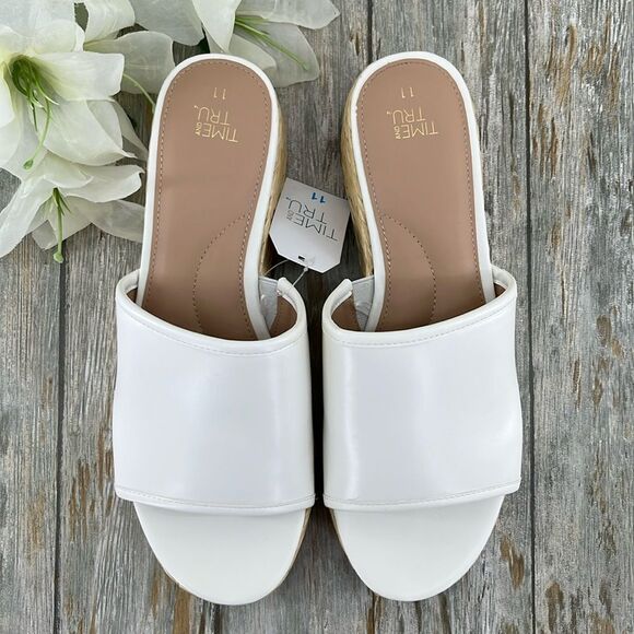 Women's Dressy Raffia Platform Slide Sandals Shies Size 11 - Picture 1 of 12